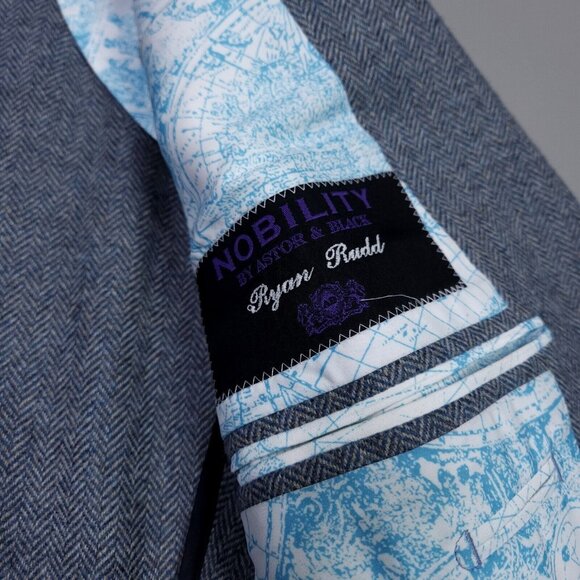 Astor & Black Nobility Herringbone Wool 2 Peice Suit Surgeon Cuffs 42 Chest - Picture 5 of 15